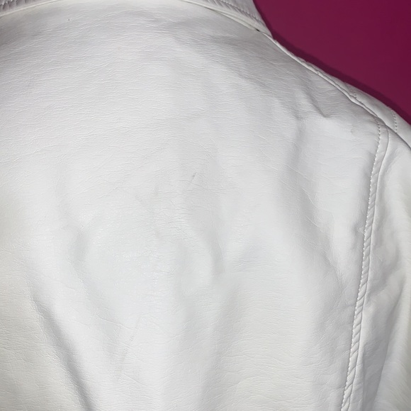 NWOT Moto Jacket Vegan Leather Large White - Picture 4 of 4